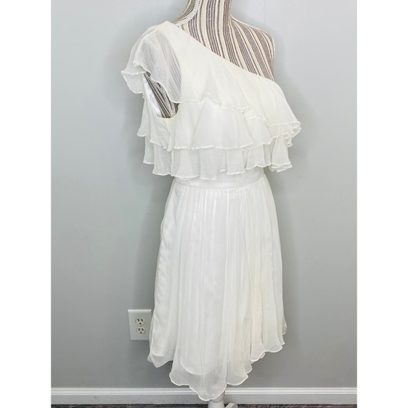Jill Stuart Ivory Silk Tiered Ruffle Dress Sleeveless Women 12 Wedding Guest - Picture 4 of 12